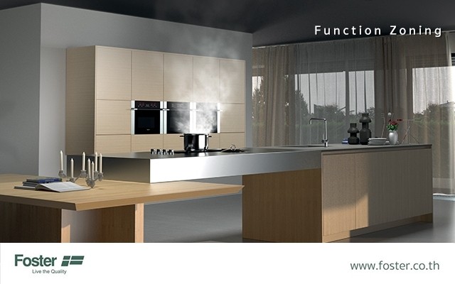 การแบ่งลักษณะพื้นที่ใช้สอยแบบต่างๆของห้องครัว (Function Zoning)