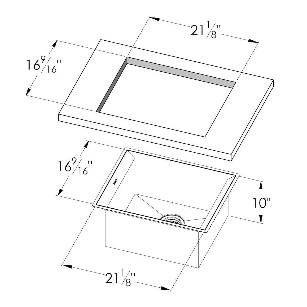 Michelangelo Sink 23″ x 18" – U/M