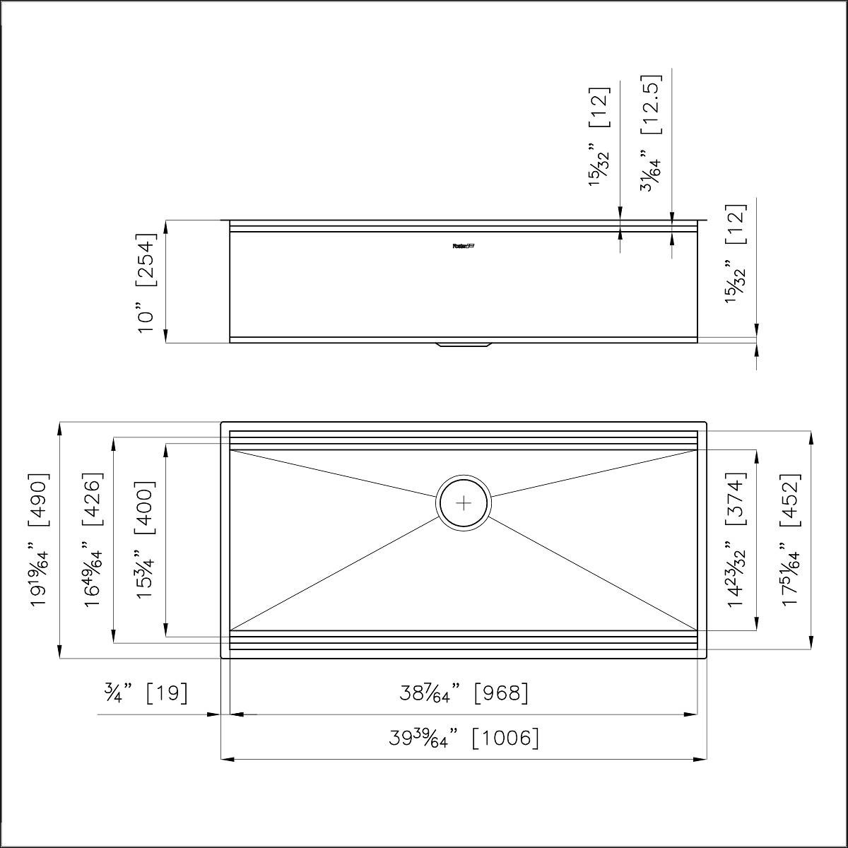 Sink Leonardo 40″ x 20" – U/M