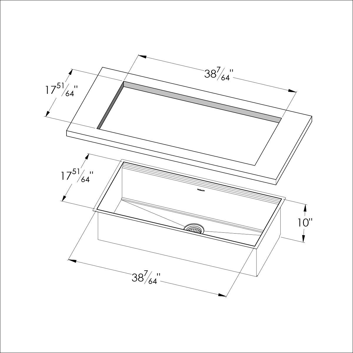 Sink Leonardo 40″ x 20" – U/M