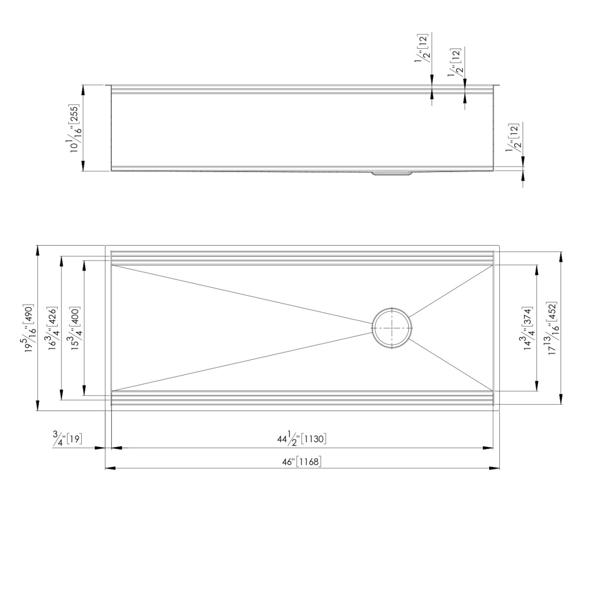 Sink Leonardo 46″ x 20" – U/M