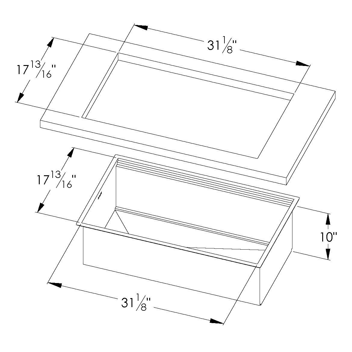 Sink Leonardo 33″ x 20" side drain - U/M