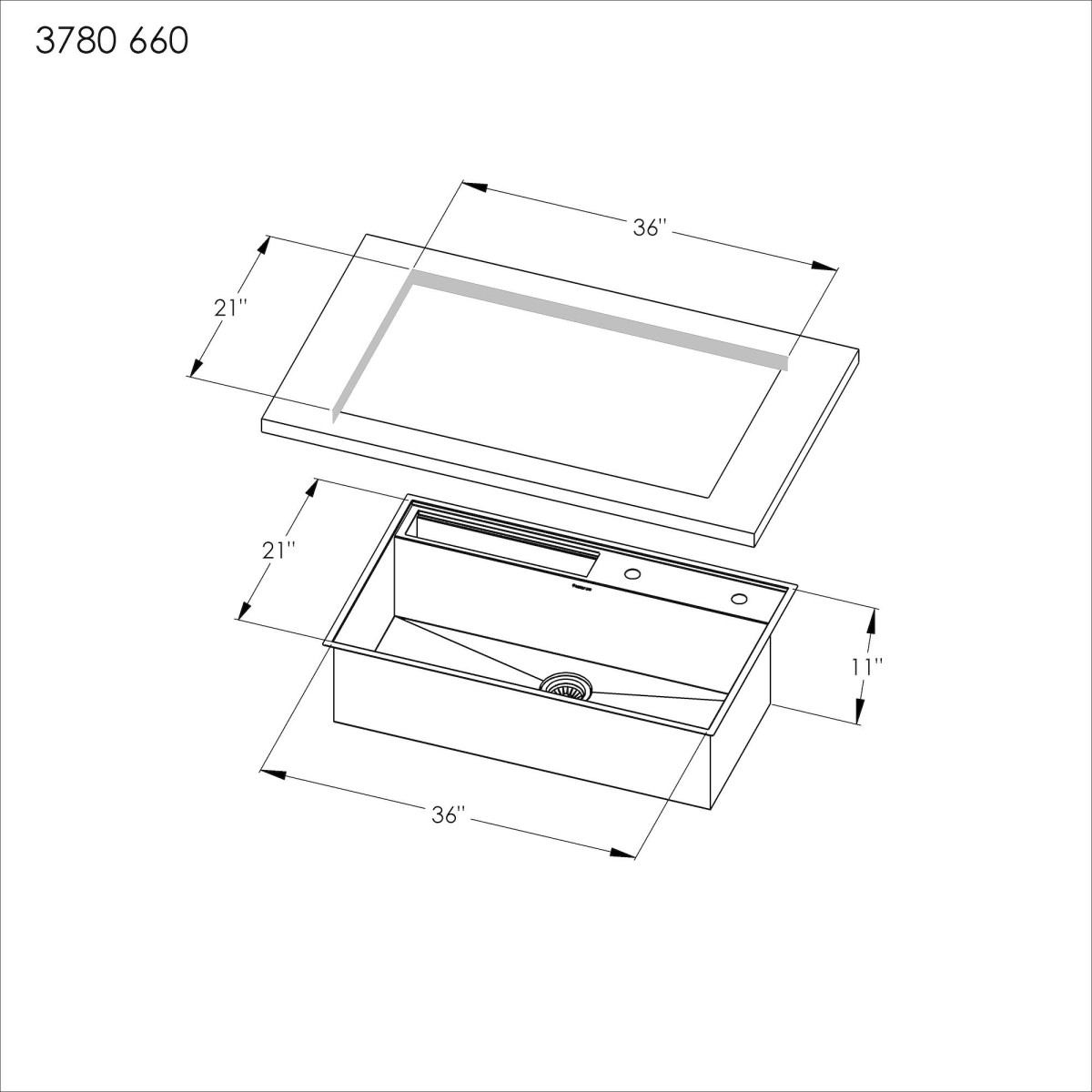 Sink Bernini 36″ x 21" – U/M - (USA)