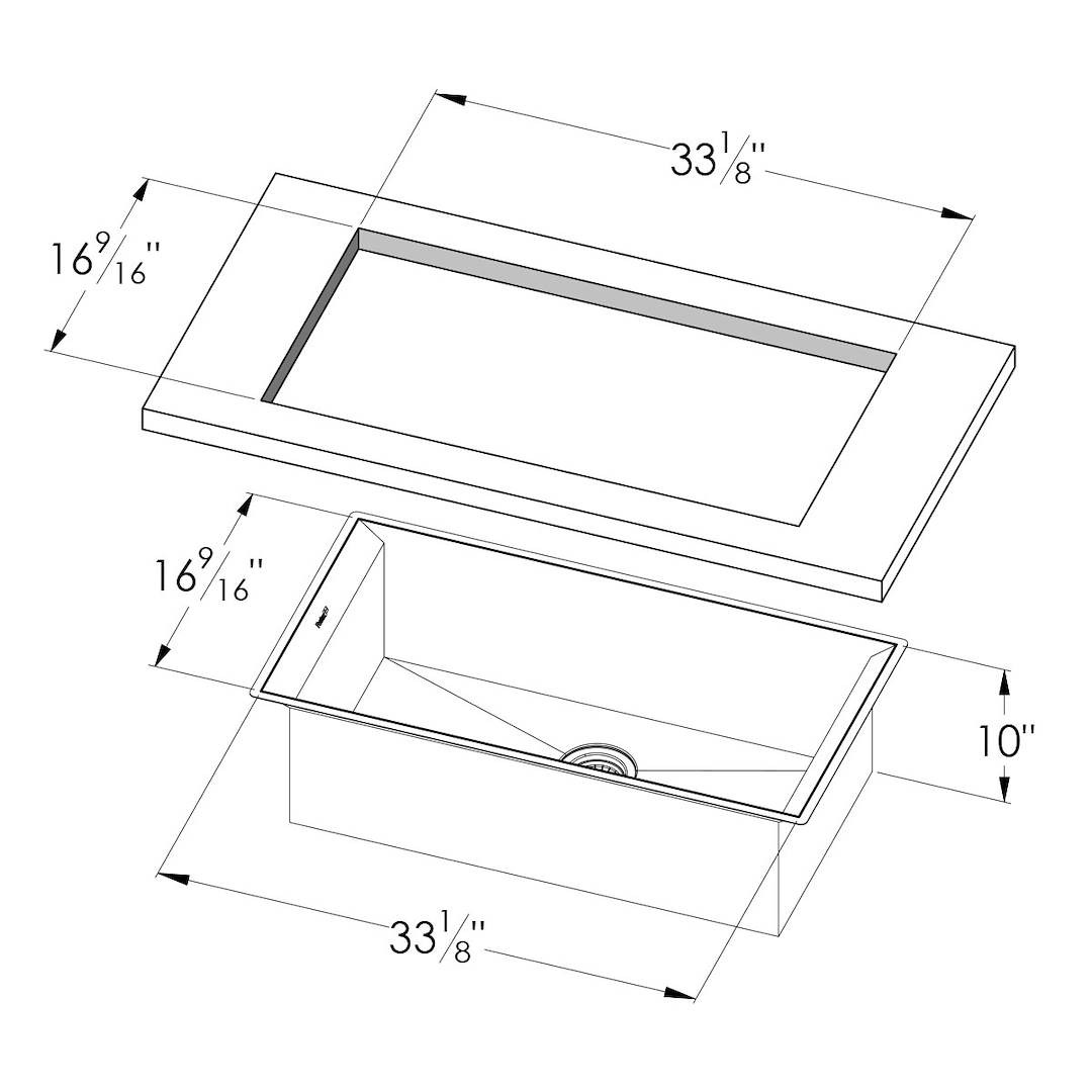 Michelangelo Sink 35″ x 18" – U/M