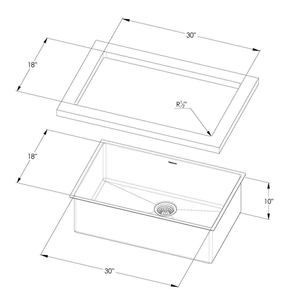Armored R12 Sink 32” x 20" – U/M