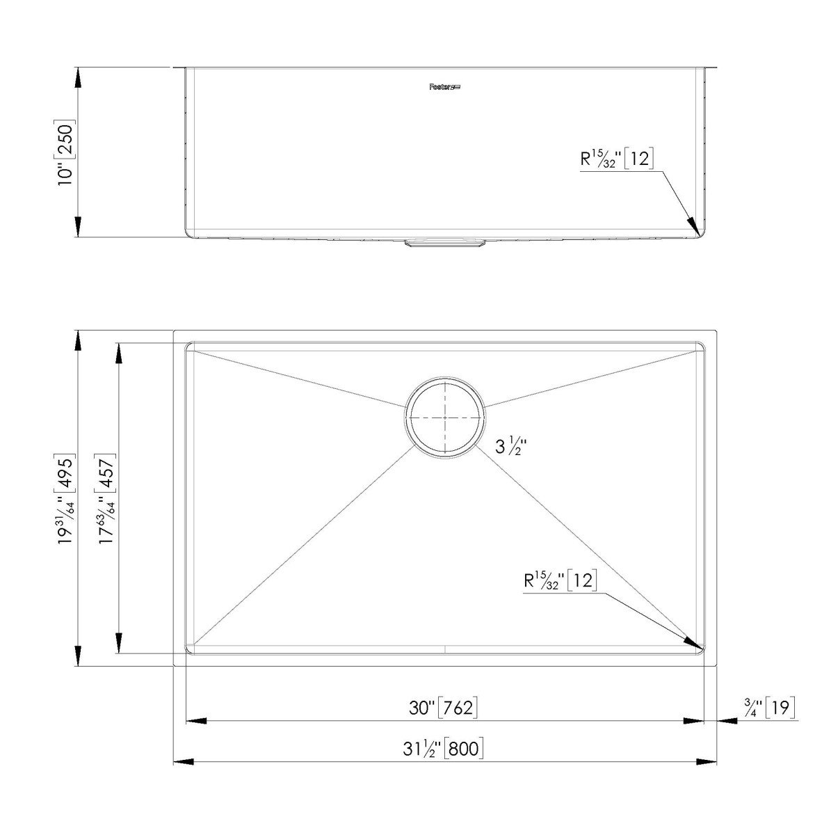Armored R12 Sink Gold 32” x 20" – U/M