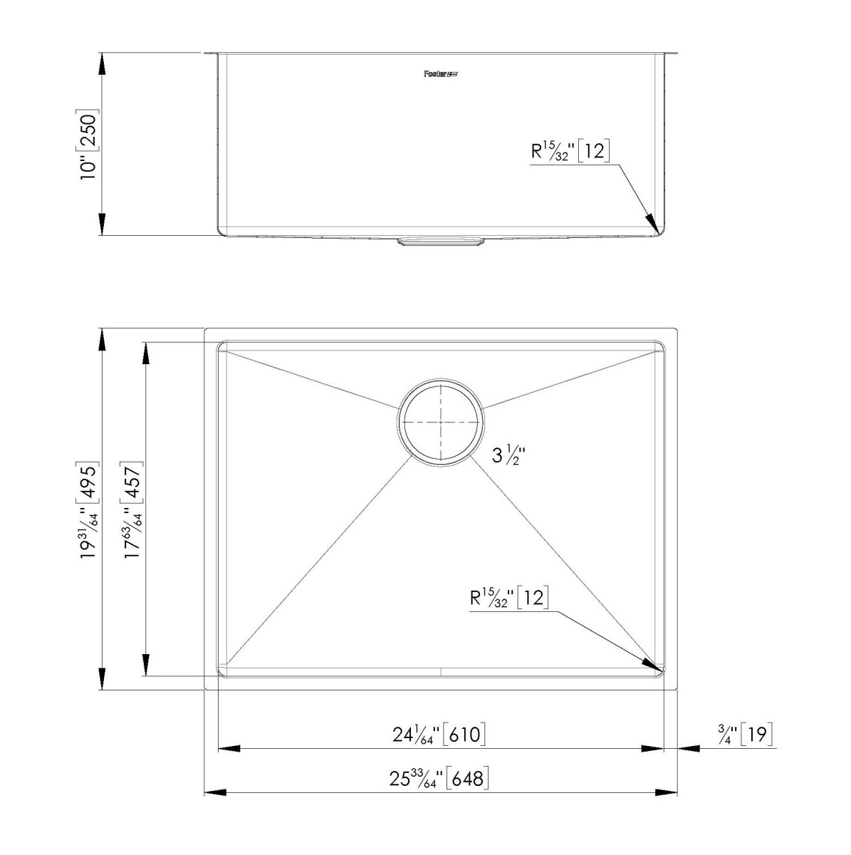 Armored R12 Sink 26″ x 20" – U/M