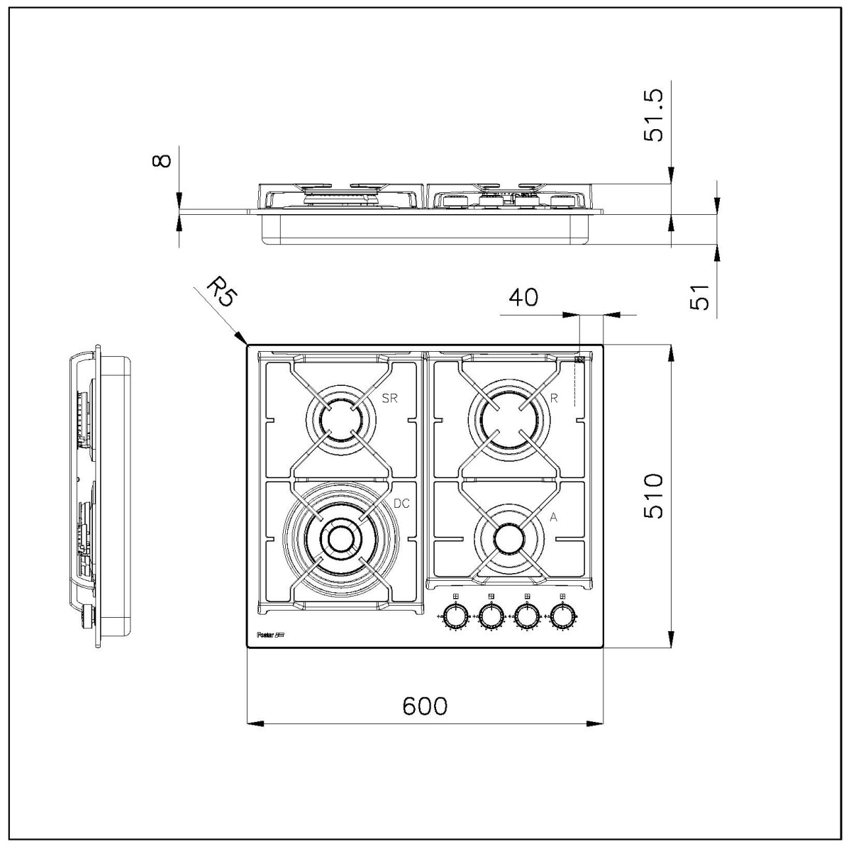 Cooker hob Power Glass