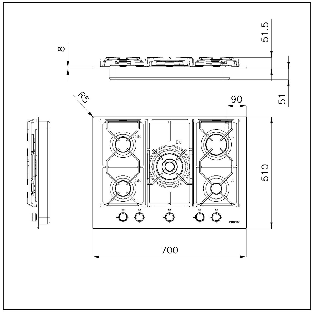 Cooker hob Power Glass