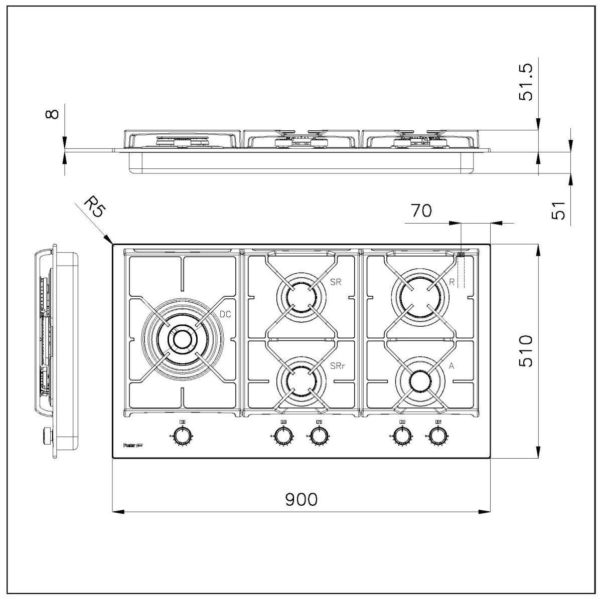 Cooker hob Power Glass