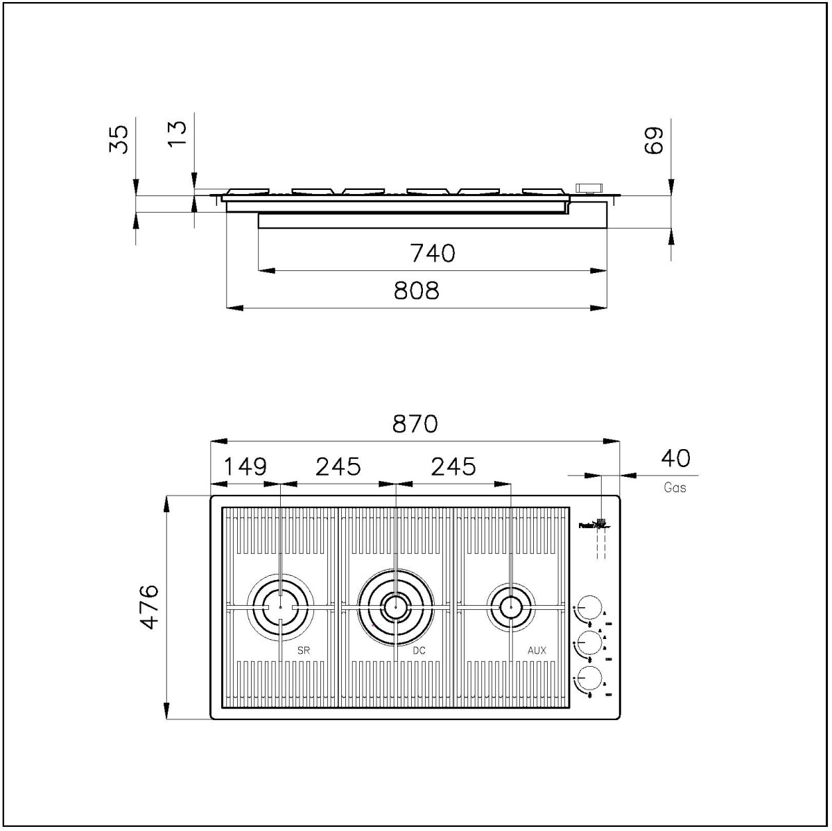 Cooker hob Milanello Gun Metal