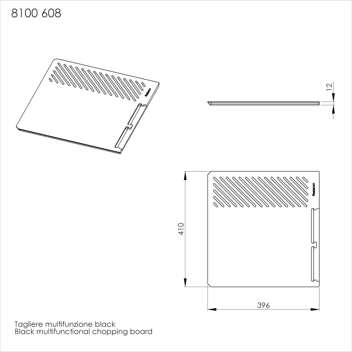 Black multifunction chopping board
