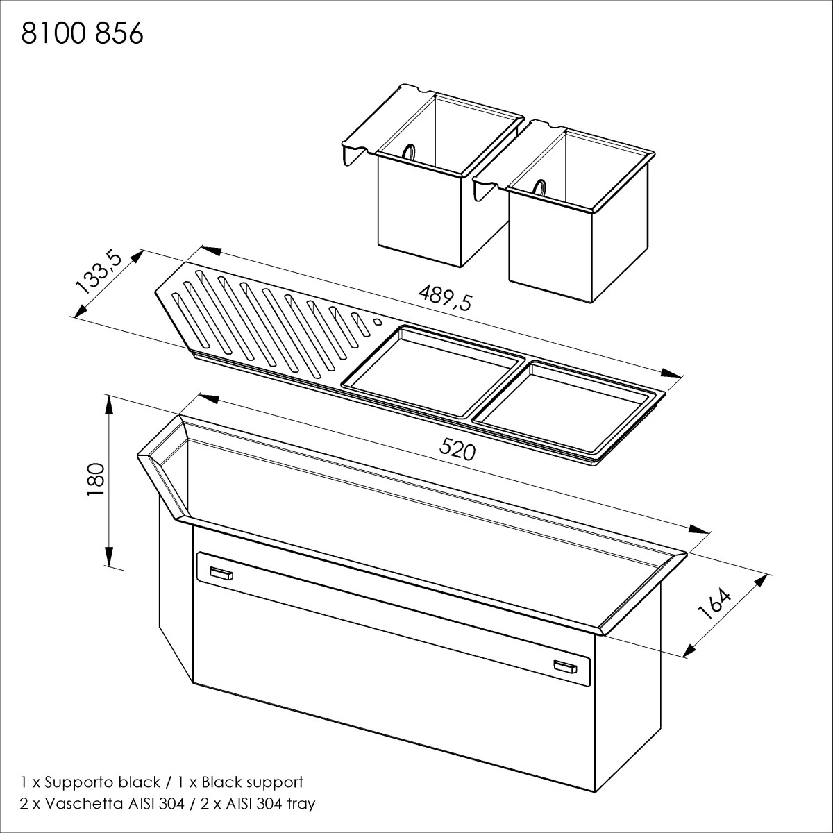Diade equipped troughs Gun Metal