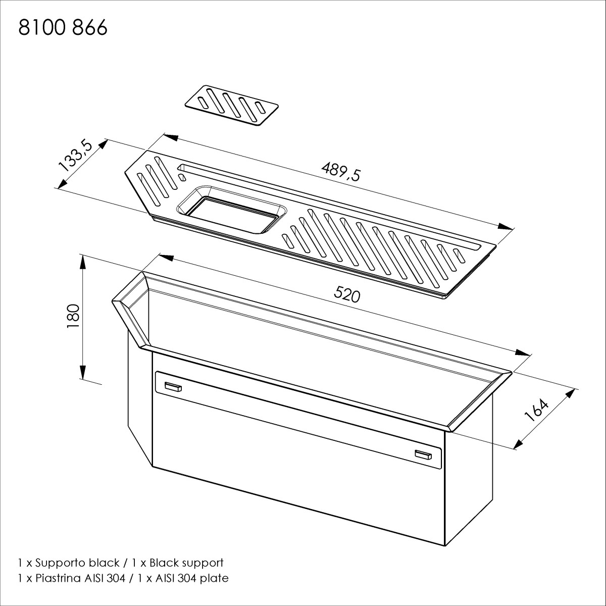 Diade equipped troughs Gun Metal