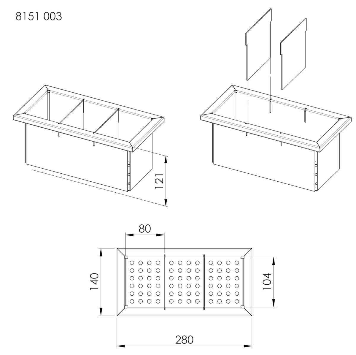 Stainless steel perforated tray