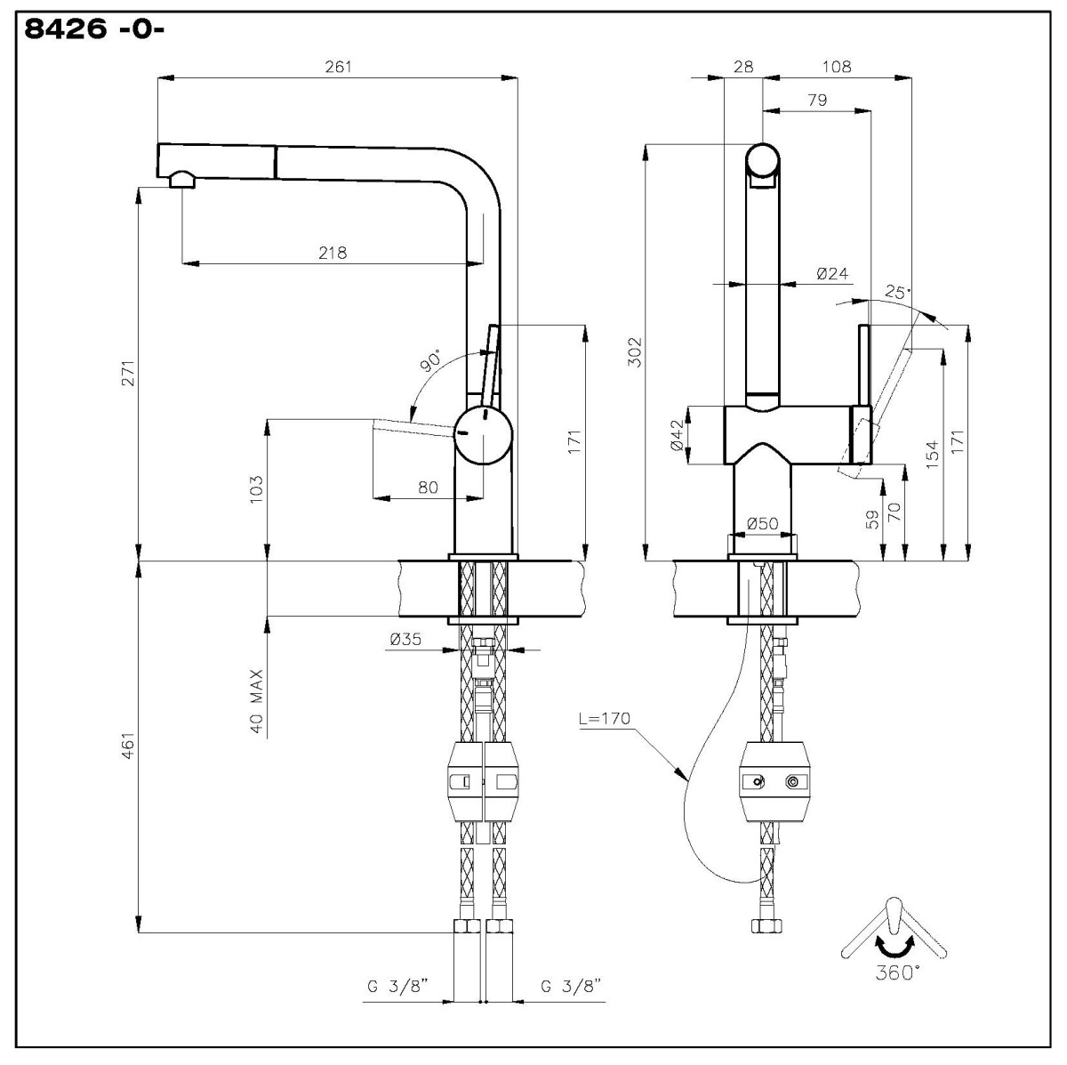 Mixer Tap Iota satinato Gun Metal