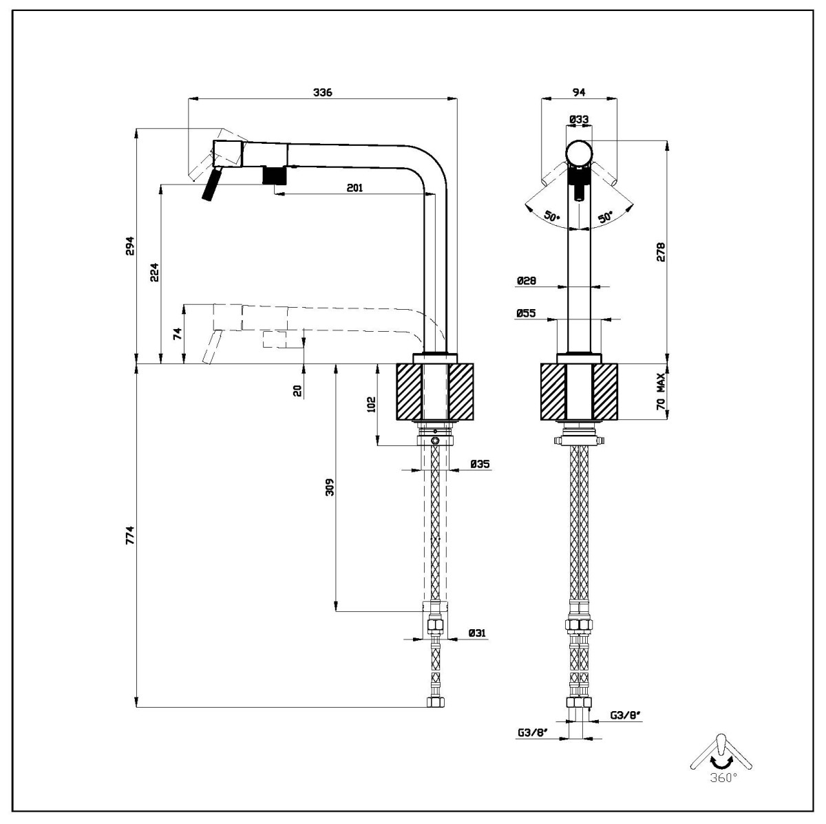 Mixer Tap Margot Gun Metal