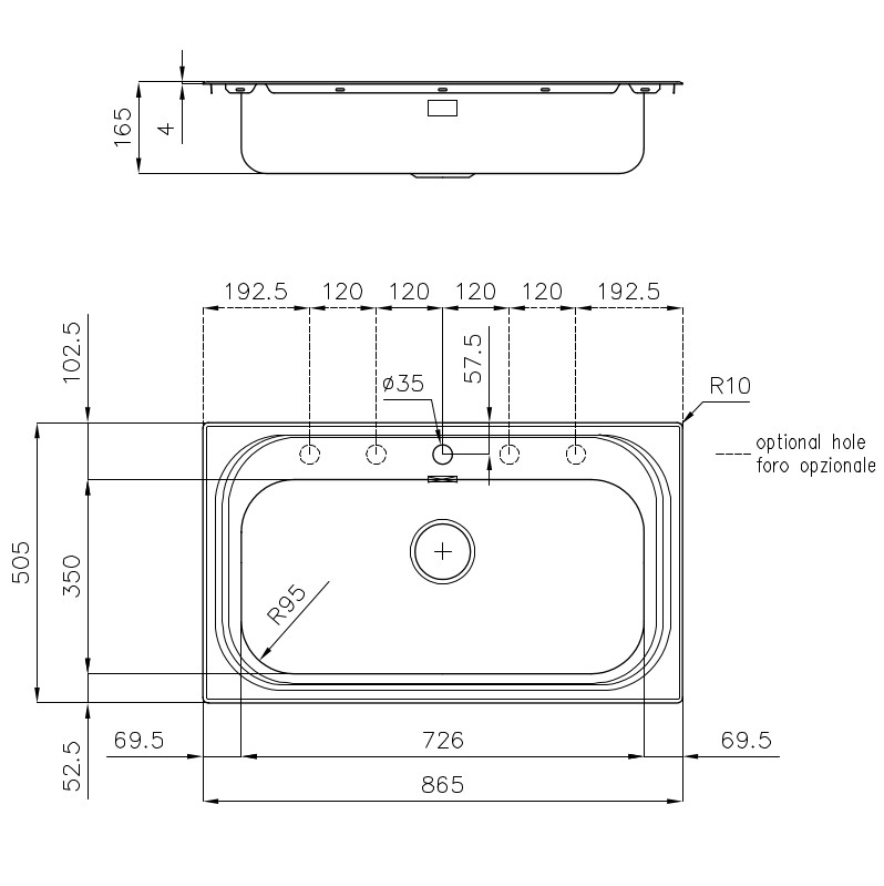 Single tank sink S1000 Gun Metal