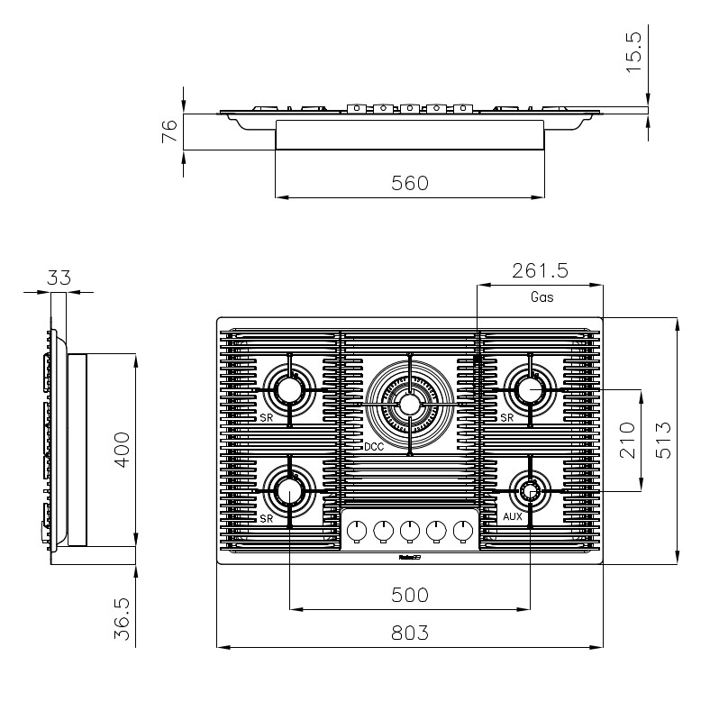 Cooker hob Milanello Copper 5F