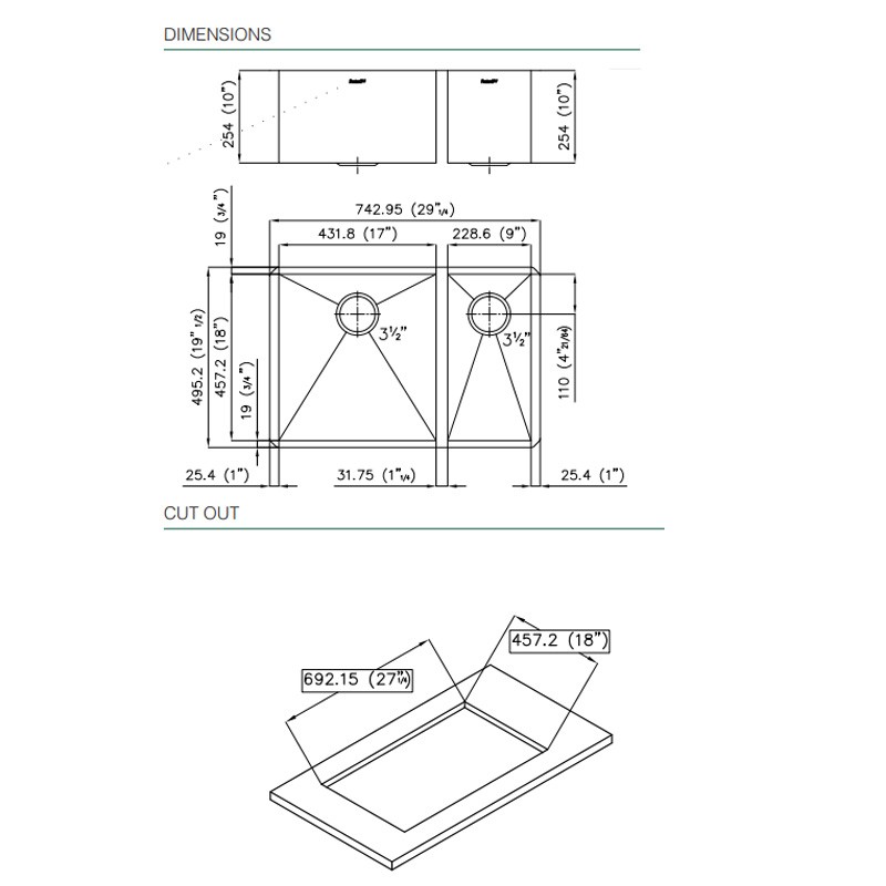 Armored Sink 2B 17″ + 9″ – UM