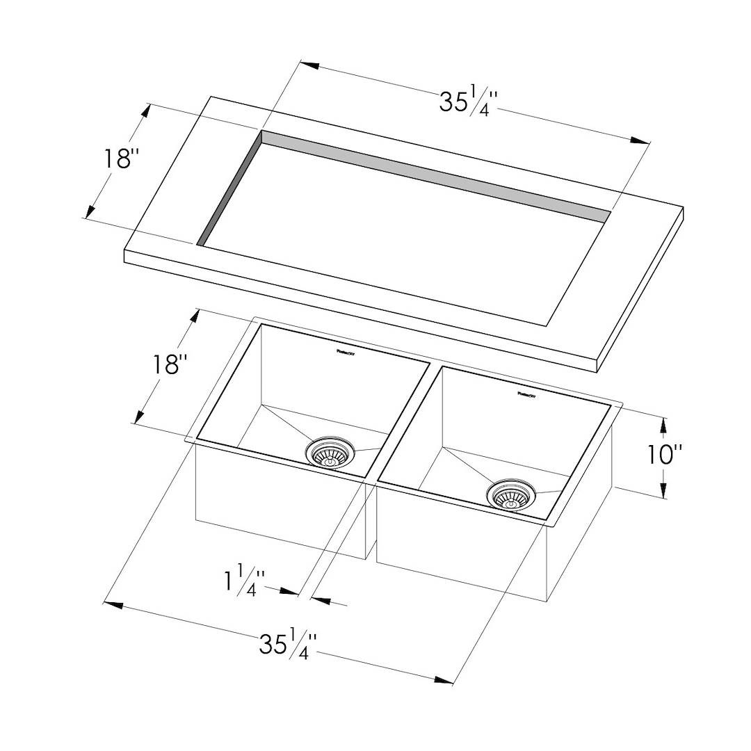 Armored Sink 38″ x 20" 2B – U/M