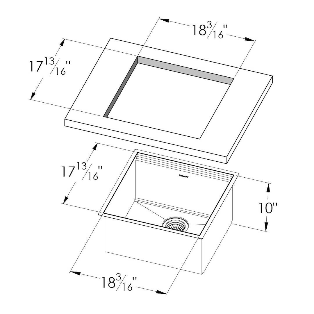 Sink Leonardo Black 20″ x 20" – U/M
