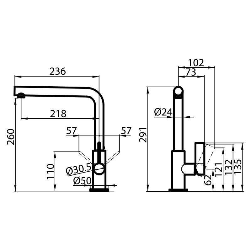 Mixer Tap Omega Matt Black
