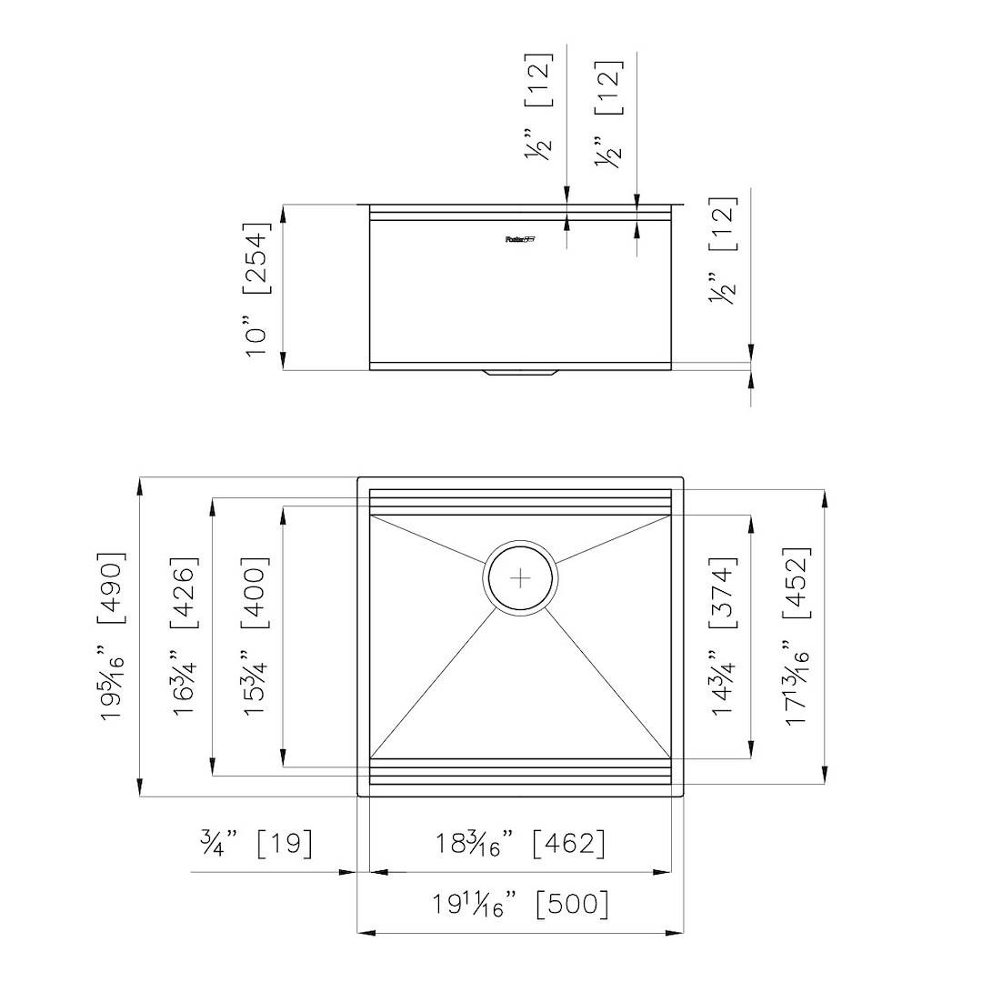 Sink Leonardo Black 20″ x 20" – U/M