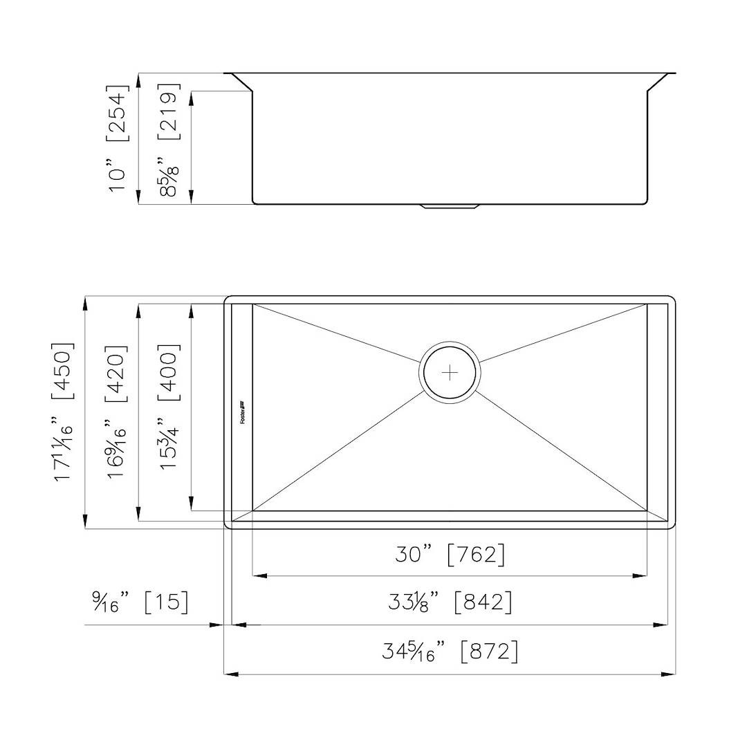 Michelangelo Sink 35″ x 18" – U/M