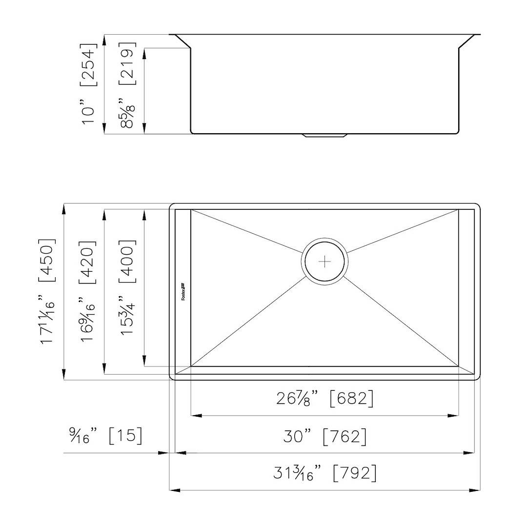 Michelangelo Sink 32″ x 18" – U/M